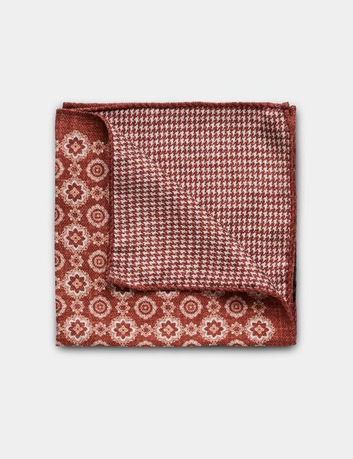 Rust Medallion Italian Silk Pocket Square - 1913 Collection