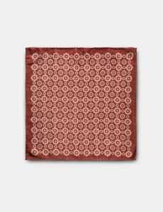 Rust Medallion Italian Silk Pocket Square - 1913 Collection-preview1