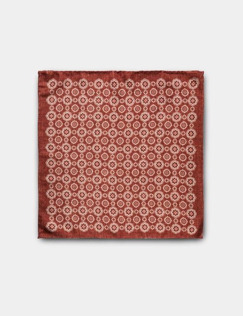 Rust Medallion Italian Silk Pocket Square - 1913 Collection-preview