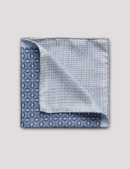 Blue Geo Italian Silk Pocket Square - 1913 Collection