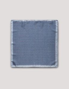 Blue Geo Italian Silk Pocket Square - 1913 Collection-preview1
