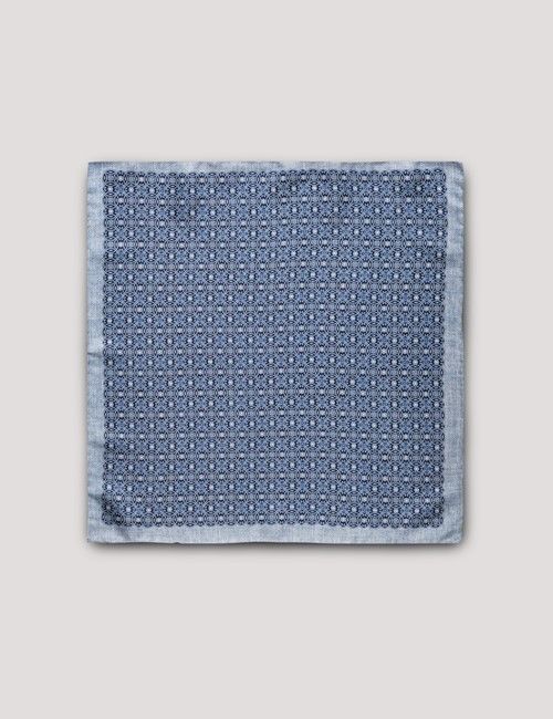 Blue Geo Italian Silk Pocket Square - 1913 Collection-preview
