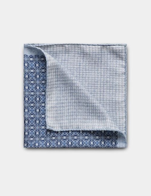 Blue Geo Italian Silk Pocket Square - 1913 Collection