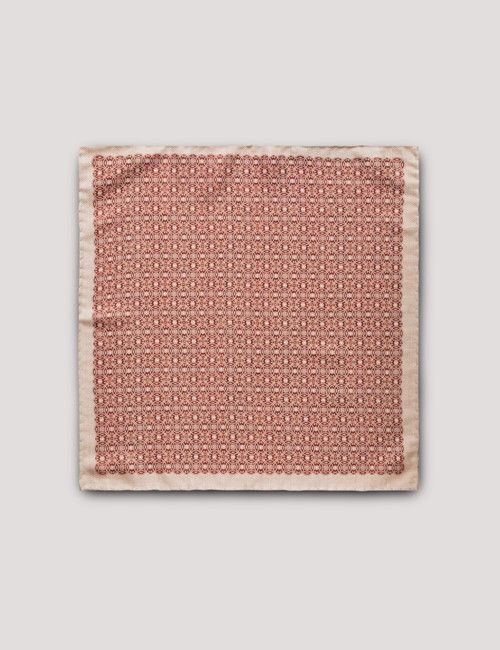 Rust Geo Italian Silk Pocket Square - 1913 Collection-preview