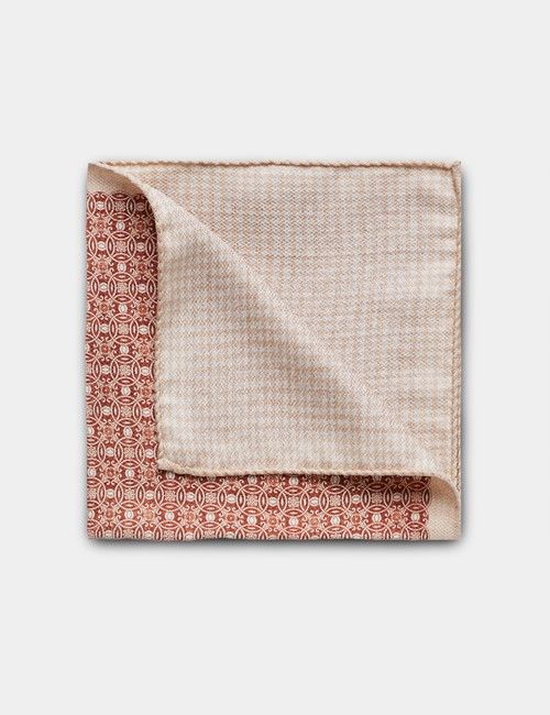 Rust Geo Italian Silk Pocket Square - 1913 Collection