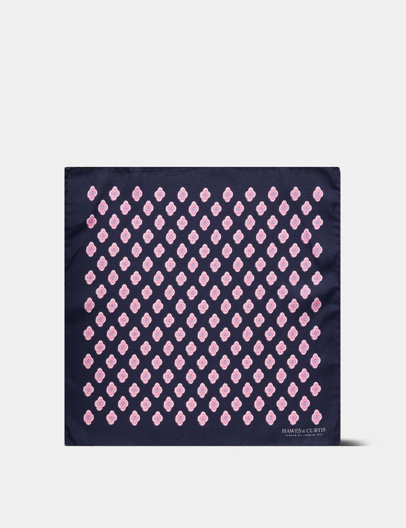 Navy & Pink Medallion Geo 1913 Pocket Square-preview