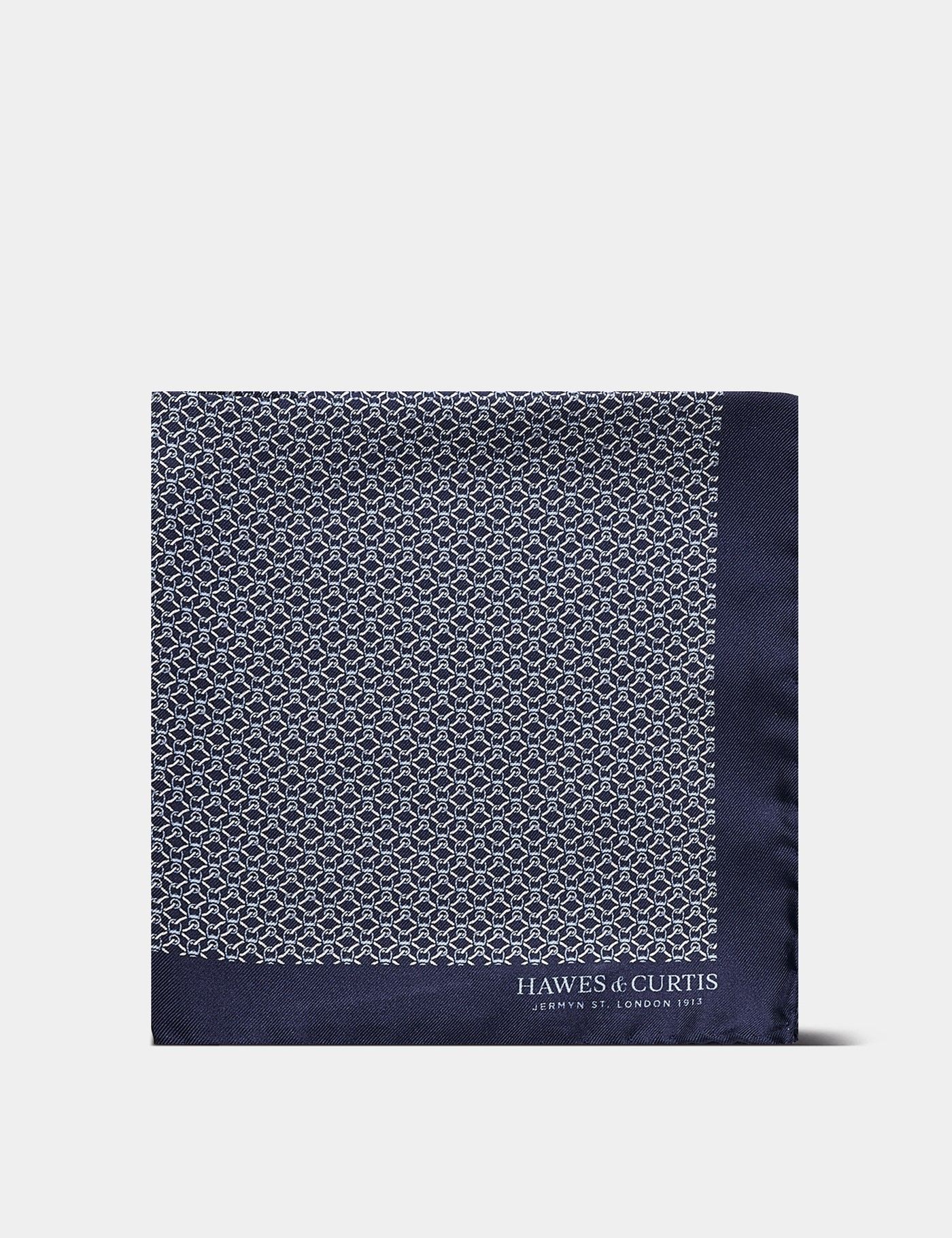 Navy Stirrup Geo 1913 Pocket Square