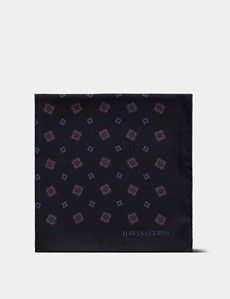 Navy & Red Medallion 1913 Pocket Square