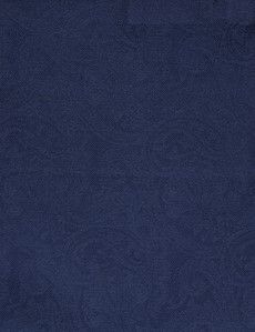 Men's Navy Jacquard Paisley Pocket Square - 100% Silk