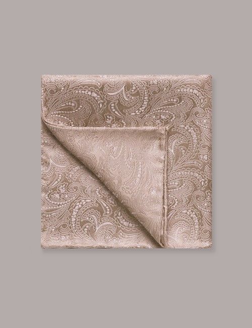 Champagne Paisley Handkerchief - 100% Silk 