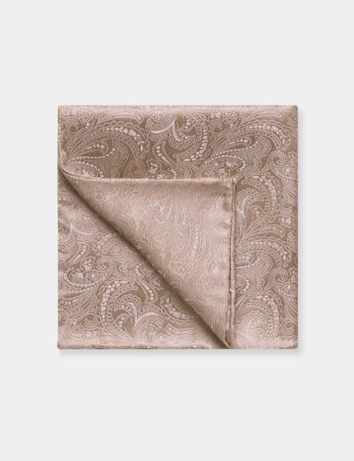 Champagne Paisley Handkerchief - 100% Silk 