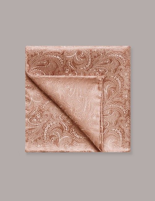 Peach Paisley Handkerchief - 100% Silk