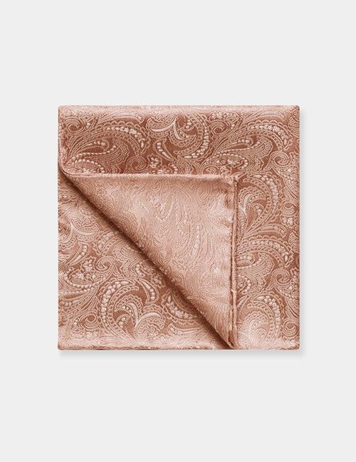 Peach Paisley Handkerchief - 100% Silk 