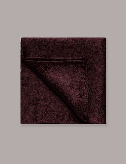 Burgundy Paisley Handkerchief - 100% Silk 