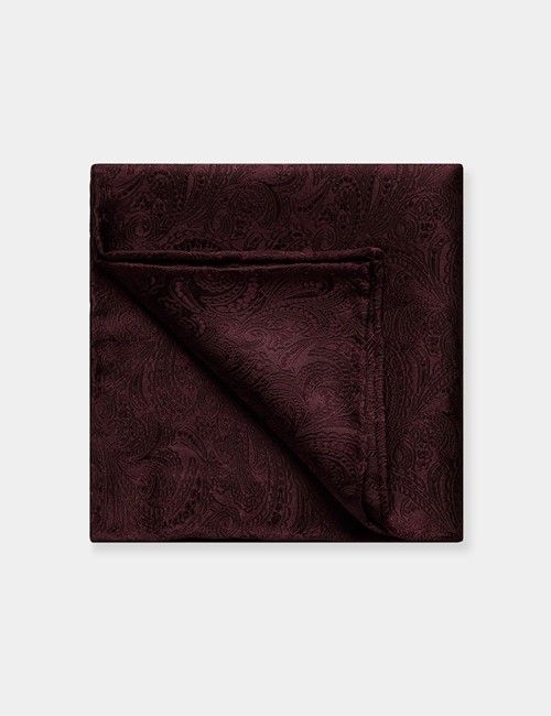 Burgundy Paisley Handkerchief - 100% Silk 