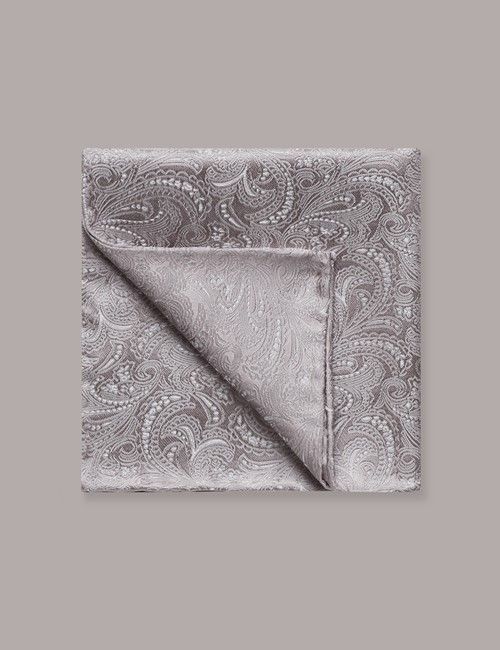 Silver Paisley Handkerchief - 100% Silk
