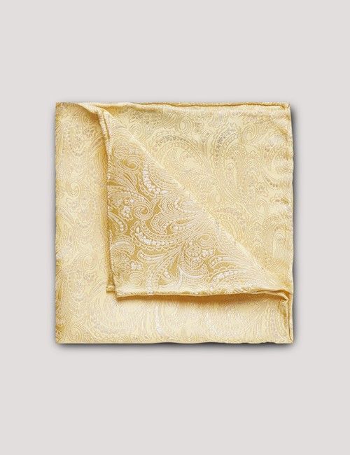 Yellow Paisley Handkerchief - 100% Silk
