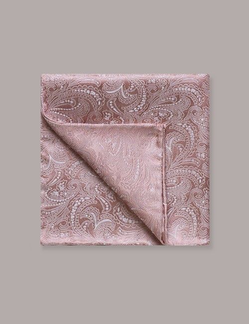Dusty Pink Paisley Handkerchief - 100% Silk