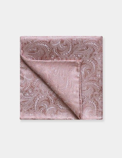 Dusty Pink Paisley Handkerchief - 100% Silk 
