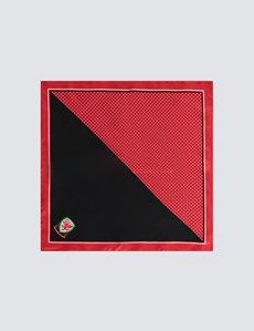 Men's Red & Black 2 Way Welsh Spot Pocket Square - 100% Silk-preview1