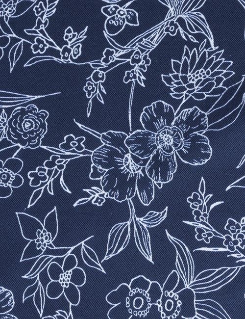 Navy & White Floral Handkerchief - 100% Silk-preview