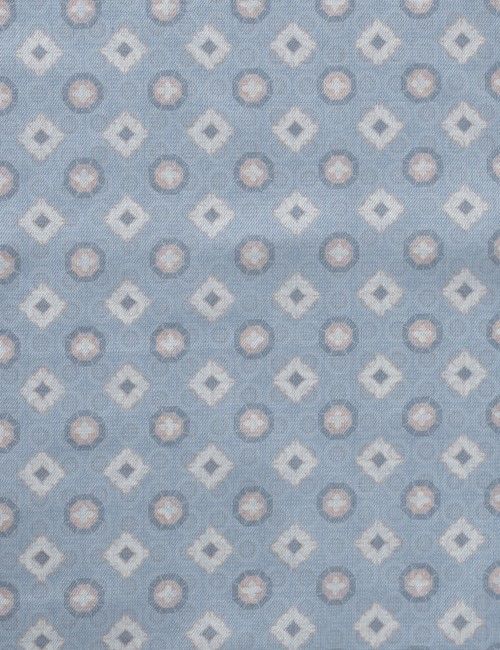 Blue & Pink Geometric Foulard Handkerchief - 100% Silk-preview