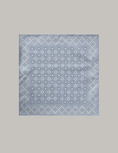 Blue & Pink Geometric Foulard Handkerchief - 100% Silk