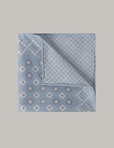 Blue & Pink Geometric Foulard Handkerchief - 100% Silk-preview2