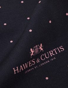 Navy & Pink Spotted Pocket Square