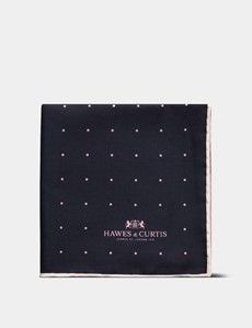 Navy & Pink Spotted Pocket Square