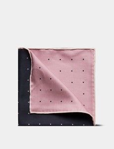 Navy & Pink Spotted Pocket Square