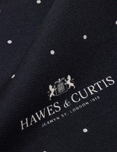 Navy & White Spotted Pocket Square
