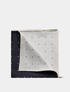Navy & White Spotted Pocket Square