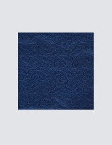 Royal Blue Paisley Pocket Square - 100% Silk