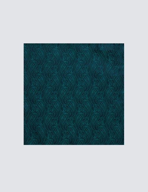 Emerald Paisley Handkerchief - 100% Silk