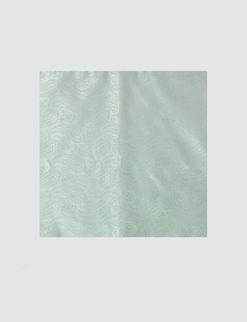 Light Green Paisley Pocket Square - 100% Silk