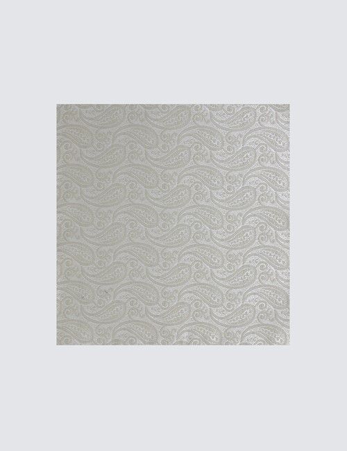 Sage Green Paisley Pocket Square - 100% Silk