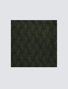 Dark Green Paisley Handkerchief - 100% Silk