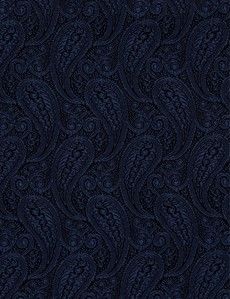 Navy Paisley Pocket Square - 100% Silk
