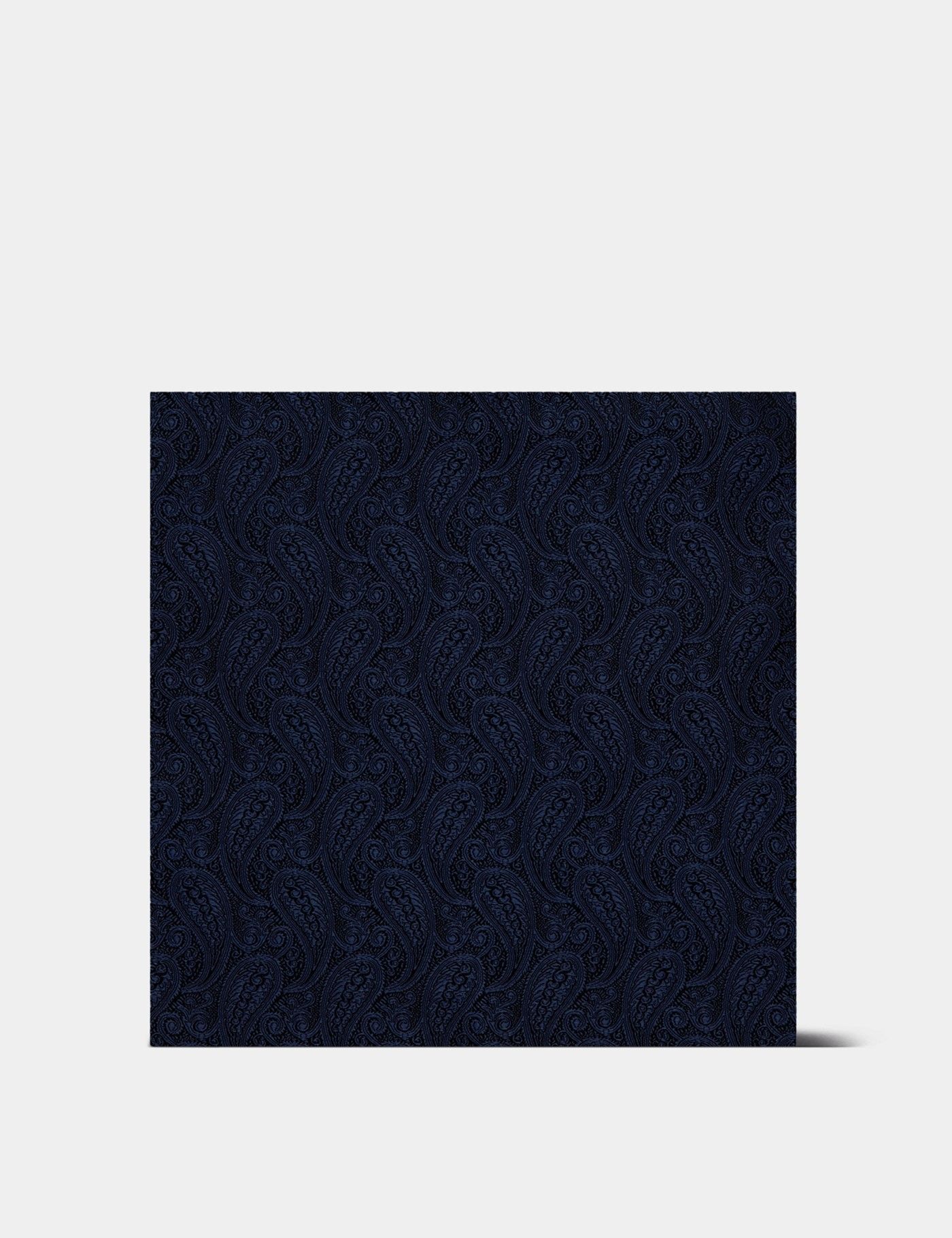 Navy Paisley Pocket Square - 100% Silk