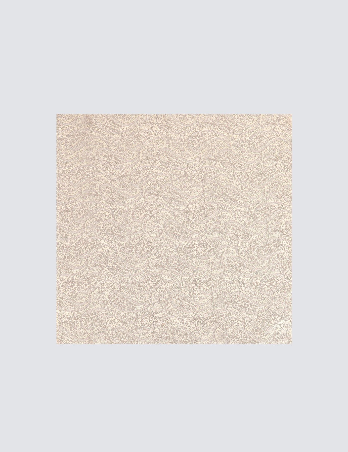 Cream Paisley Handkerchief - 100% Silk