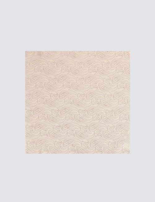 Cream Paisley Handkerchief - 100% Silk