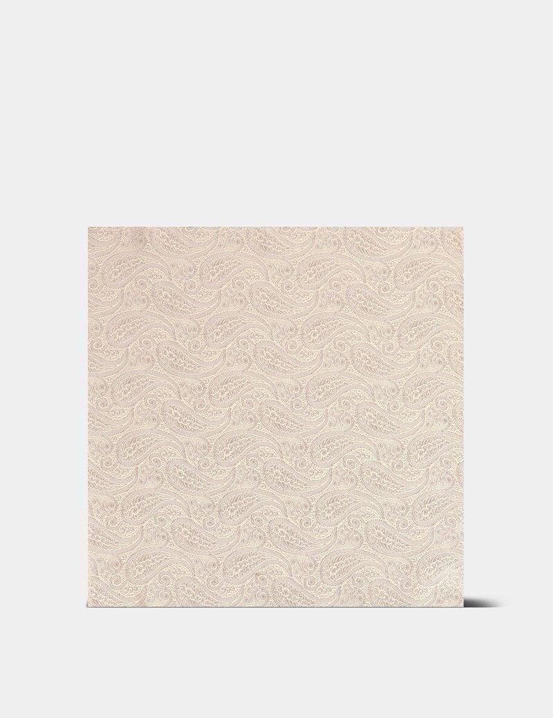 Cream Paisley Handkerchief - 100% Silk