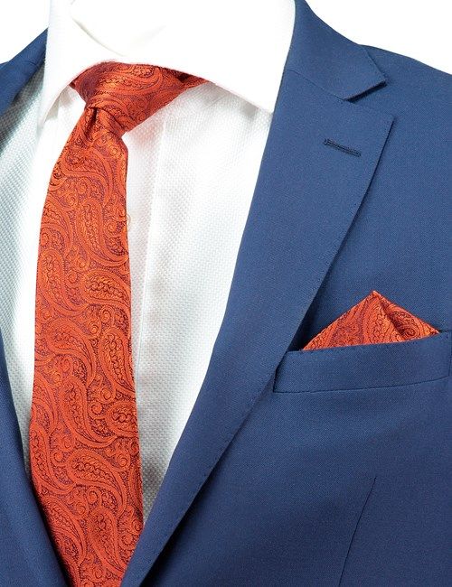 Orange Paisley Handkerchief - 100% Silk-preview