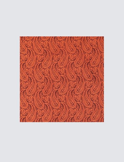 Orange Paisley Handkerchief - 100% Silk
