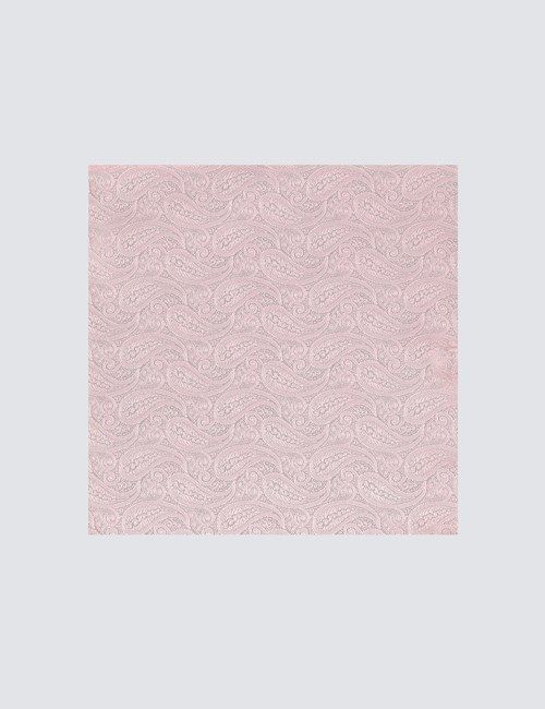 Light Pink Paisley Pocket Square - 100% Silk