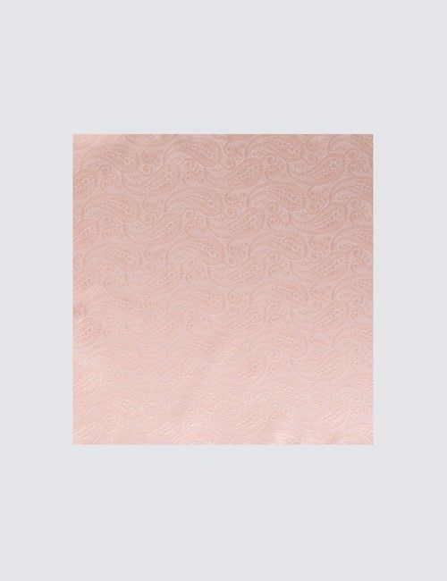 Coral Paisley Pocket Square - 100% Silk