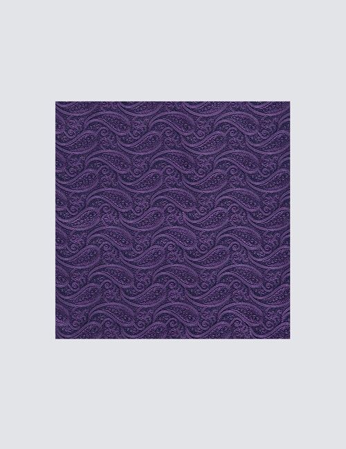 Purple Paisley Pocket Square - 100% Silk