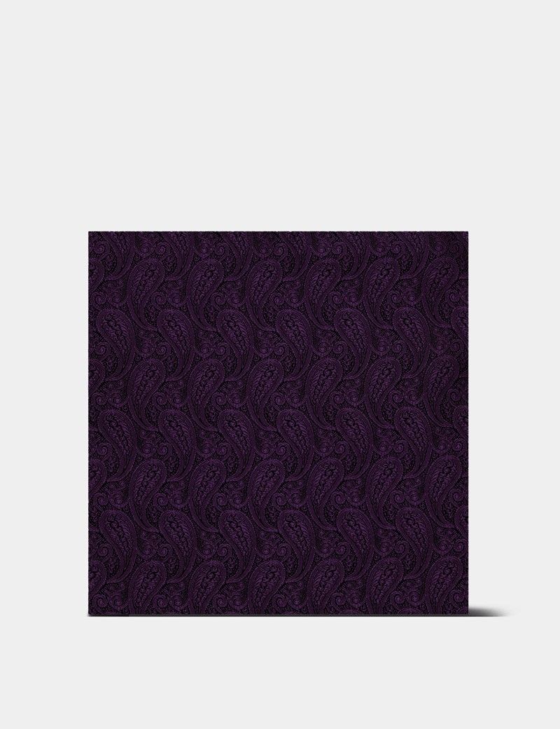 Plum Paisley Pocket Square - 100% Silk