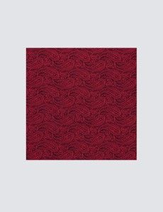 Red Paisley Pocket Square - 100% Silk